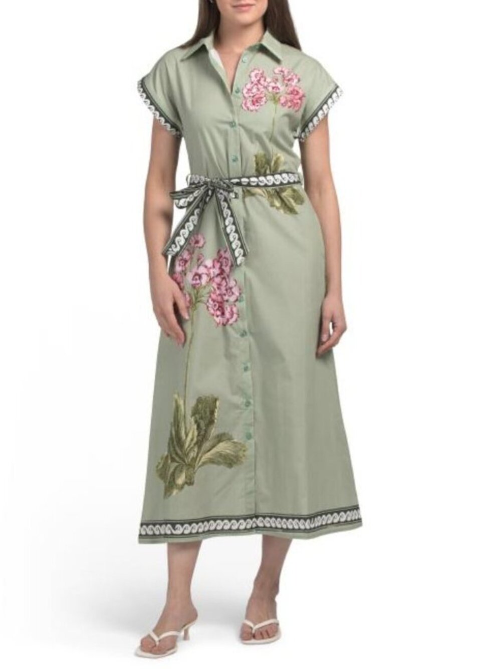 MAGARI Made In Italy Short Sleeve Maxi Dress With Belt